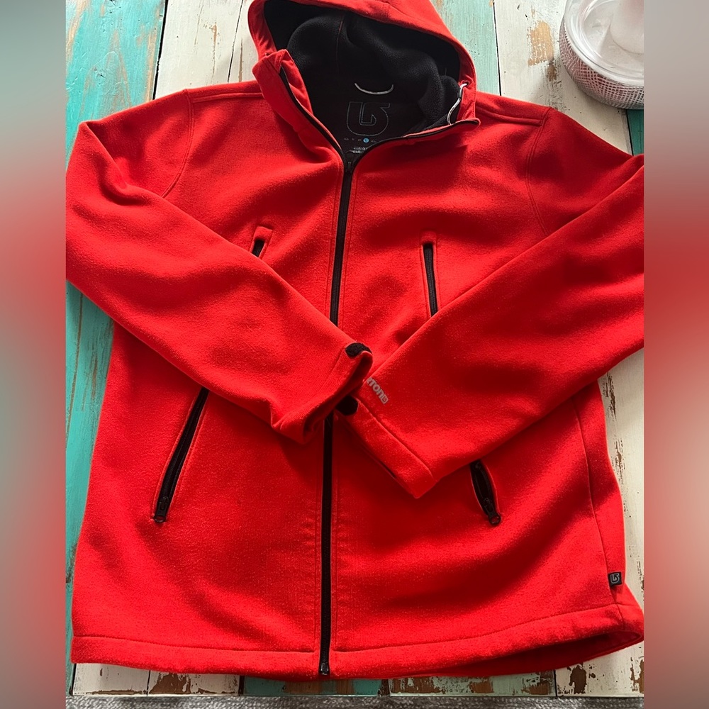 Burton full zip sweater, size large, red in colour